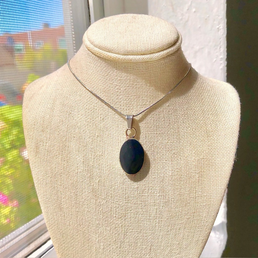 Dark Coquette ୨୧ Black Glass Pendant Chain Necklace/Choker